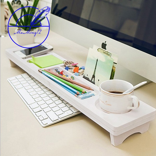 ☀stock☀Multifunction Desktop Computer Keyboard Storage Shelf Wooden ...