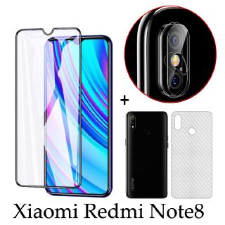 ( 3 In 1 )  Xiaomi Redmi Note 8 / Note 8pro Full Screen Tempered Glass Film +Camera lens film+Carbon Fiber Back Film