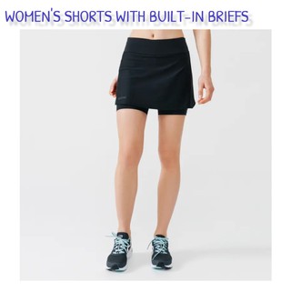 กางเกงขาสั้น ผู้หญิง 2 n 1 พร้อม กางเกง ซับใน สำหรับใส่ วิ่ง รุ่น Run Dry+ WOMENS SHORTS WITH BUILT-IN BRIEFS