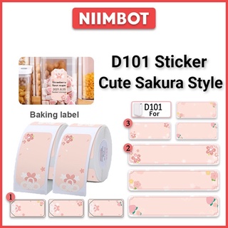 Niimbot D101 เครื่องพิมพ์สติกเกอร์ ใหม่ น่ารัก ซากุระ กันน้ํา ฉลากกระดาษความร้อน สไตล์วรรณกรรม สีชมพู สติกเกอร์