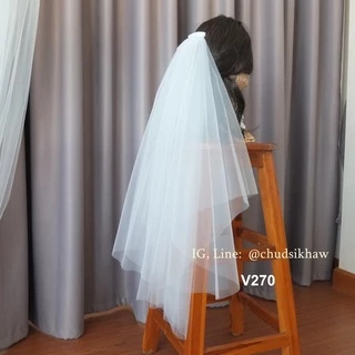 Veil เวลเจ้าสาว หลายแบบให้เลือก ผ้าเนื้อละเอียดไม่กระด้าง ผ้าทิ้งตัว มีทั้งหวีสับ/กิ๊บ คลุมหน้าได้ สีขาวoff-white แชมเปญ