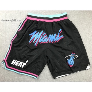 กางเกงขาสั้นบาสเก็ตบอล ปักลายโลโก้ NBA Miami Heat wade herro just don big สีดํา สําหรับผู้ชาย