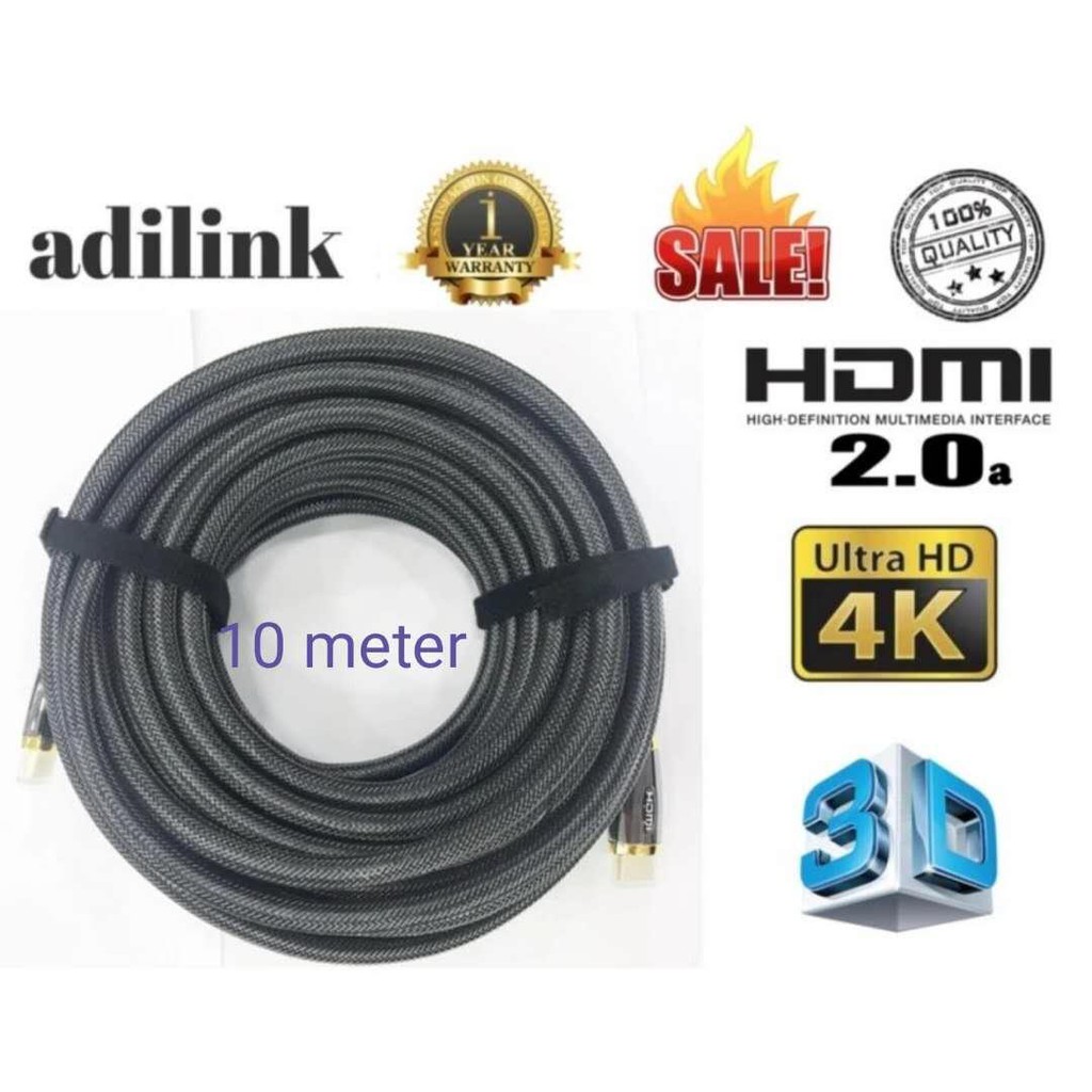 ลดราคา สาย HDMI 2.0 (Hdtv) Male To สาย HDMI Male ยาว 10.M เมตร V2.0 4k 3D HD1080P FULL( Adilink ) #สินค้าเพิ่มเติม สายต่อจอ Monitor แปรงไฟฟ้า สายpower ac สาย HDMI