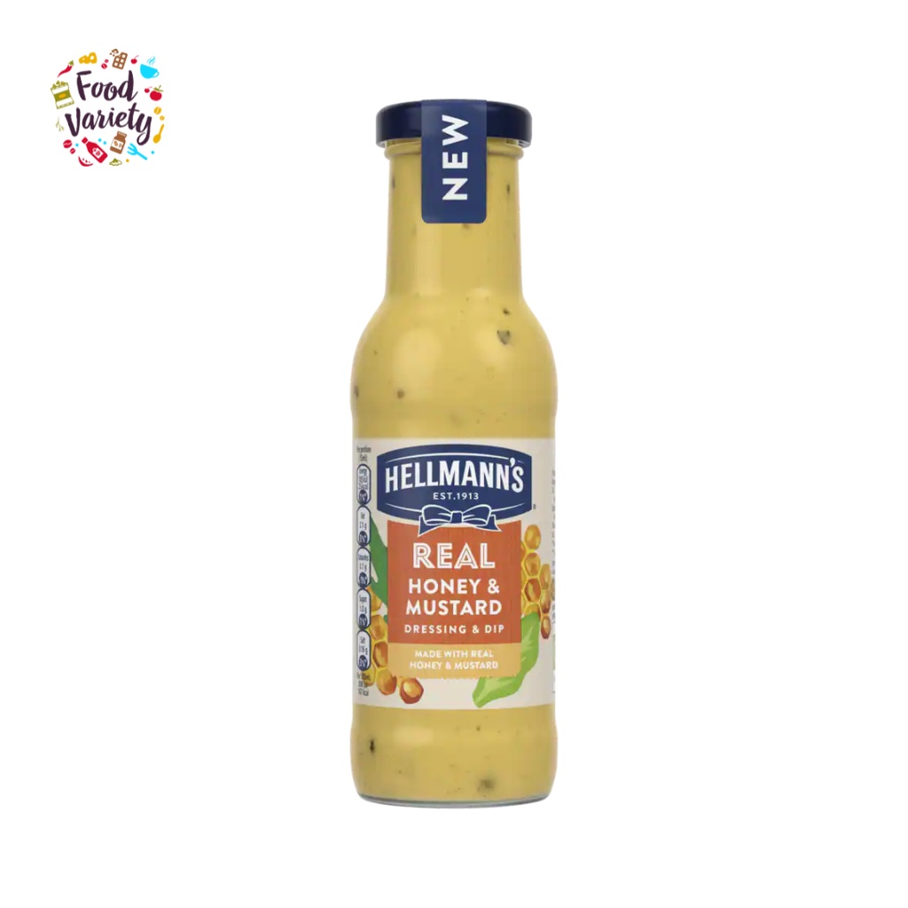 Hellmann’s Real Honey & Mustard Dressing & Dip 250ml เฮลแมนส์ เดรสซิ่งและดิปรสน้ำผึ้งและมัสตาร์ด