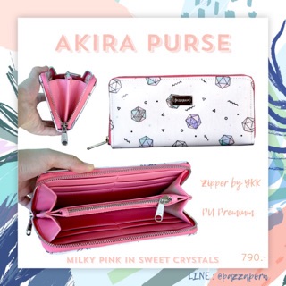 กระเป๋าสตางค์ใบยาว ซิปรอบ รุ่น Akira by pazzaporn (sweet Crystals/milky pink)