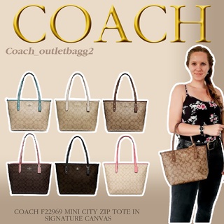 COACH F22969 MINI CITY ZIP TOTE IN SIGNATURE CANVAS