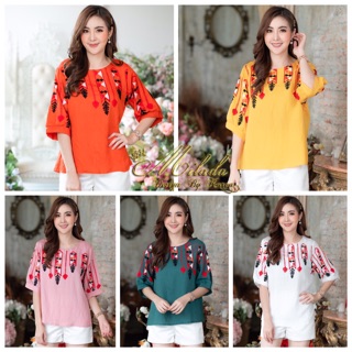 เสื้อคอกลม แขน 3 ส่วน เนื้อผ้า Cotton ญี่ปุ่น