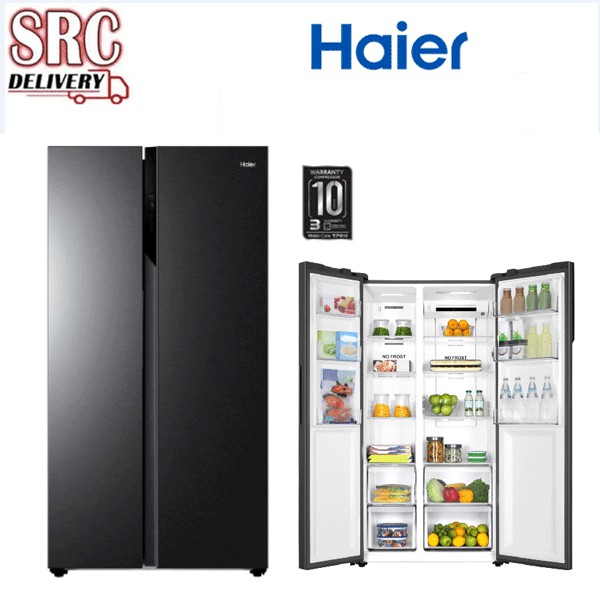 (โค้ดลดดูที่หน้าร้าน) HAIER ตู้เย็น Side by Side 19.7 คิว รุ่น HRF-SBS550 รับประกันคอมเพรสเซอร์ 10 ป