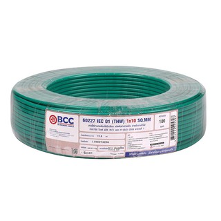 สายไฟ THW สายไฟ 60227IEC01 (THW) BCC 1x10 ตร.มม 100 ม. สีเขียว สายไฟ งานระบบไฟฟ้า ELECTRIC WIRE THW 60227 IEC01 BCC 1x10