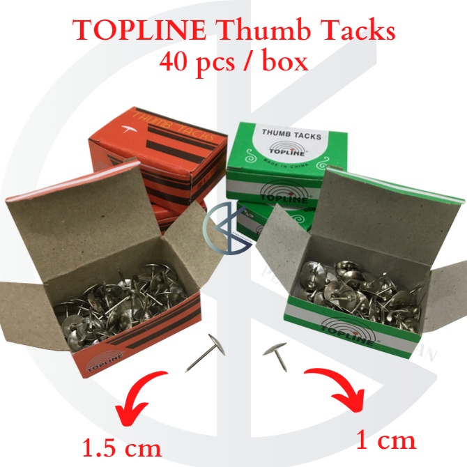 TOPLINE Thumb Tacks / Push Pins / Nail (1 ซม. / 1.5 ซม.) 40 ชิ้นต่อกล่อง 图钉