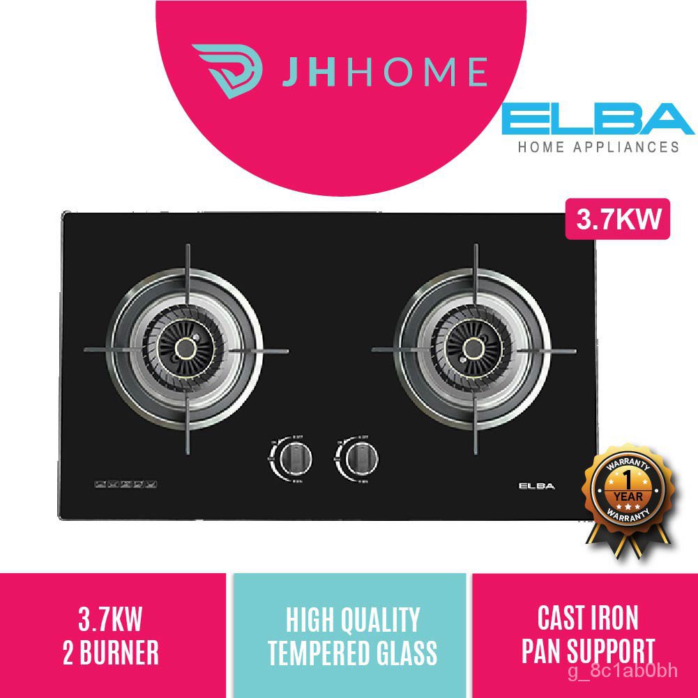 ELBA 2 Burner Glass Hob EGHF8582GX(BK) 2in1 Built In Free Standing