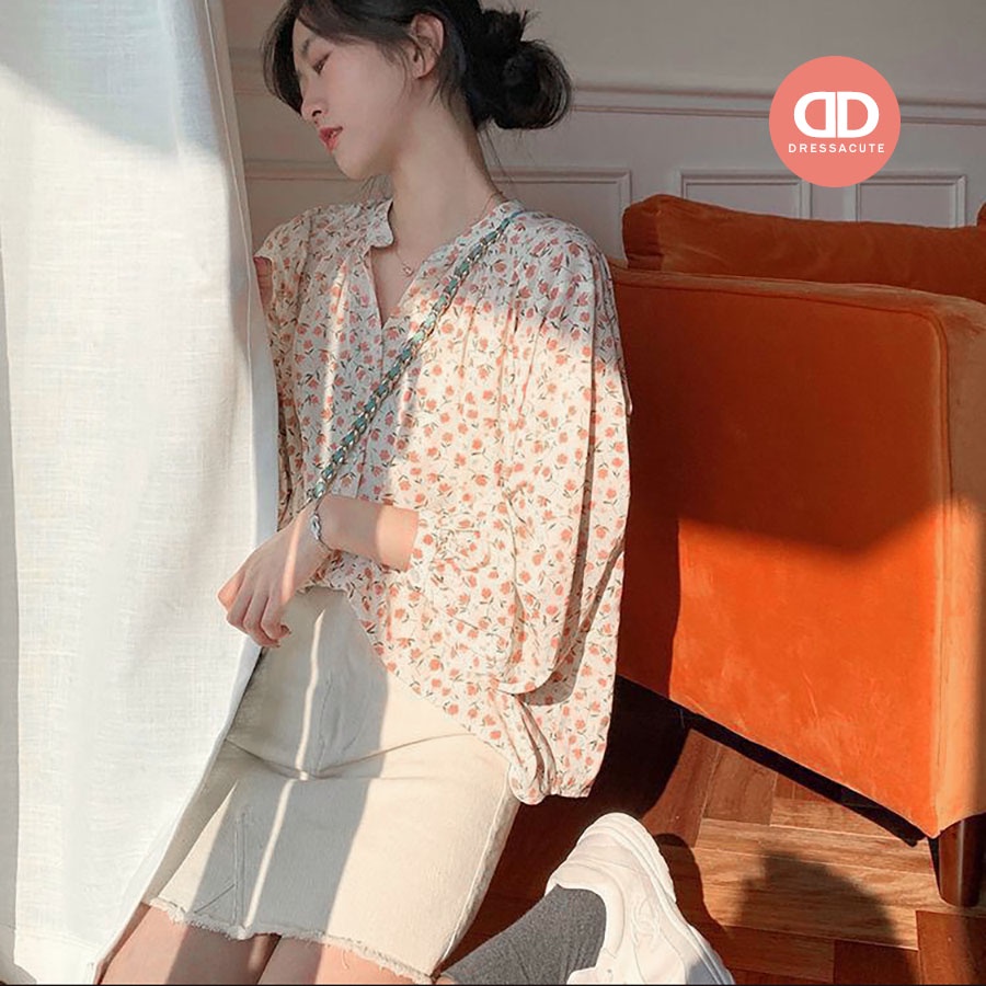 ❤️ 675 เสื้อแขนยาว กระดุมหน้า ลายดอกไม้  - เสื้อทำงาน เสื้อลำลอง - รูปที่ 5