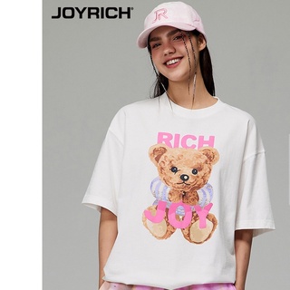 [100% Cotton] Joyrich เสื้อยืด แขนสั้น พิมพ์ลายตัวอักษรหมี ลามิเนต ฤดูร้อน สําหรับผู้ชาย และผู้หญิง