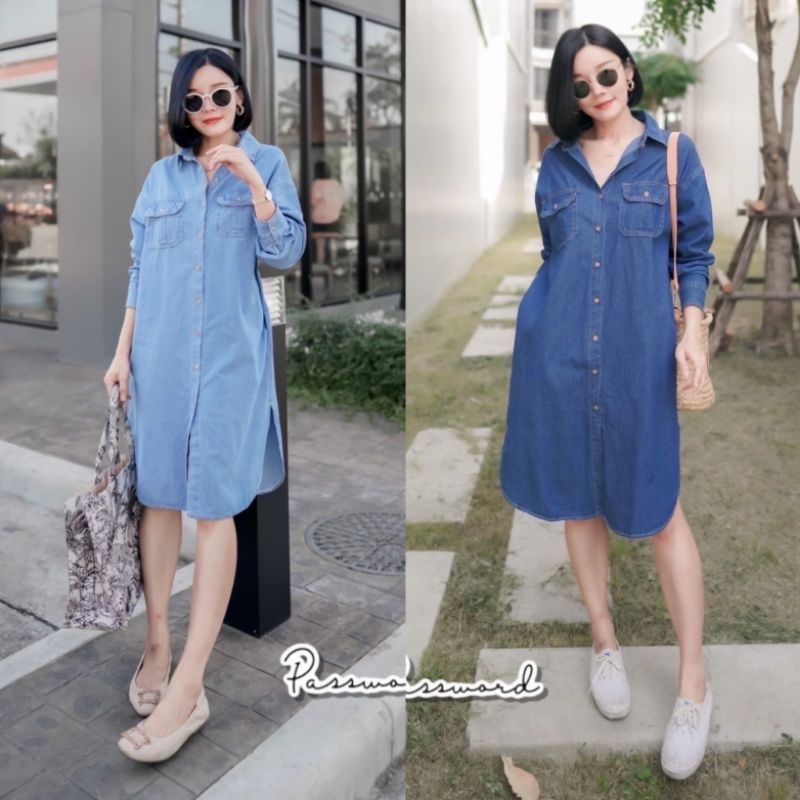 PW#เดรสเชิ้ตยีนส์#เดรสยีนส์#เดรส#password