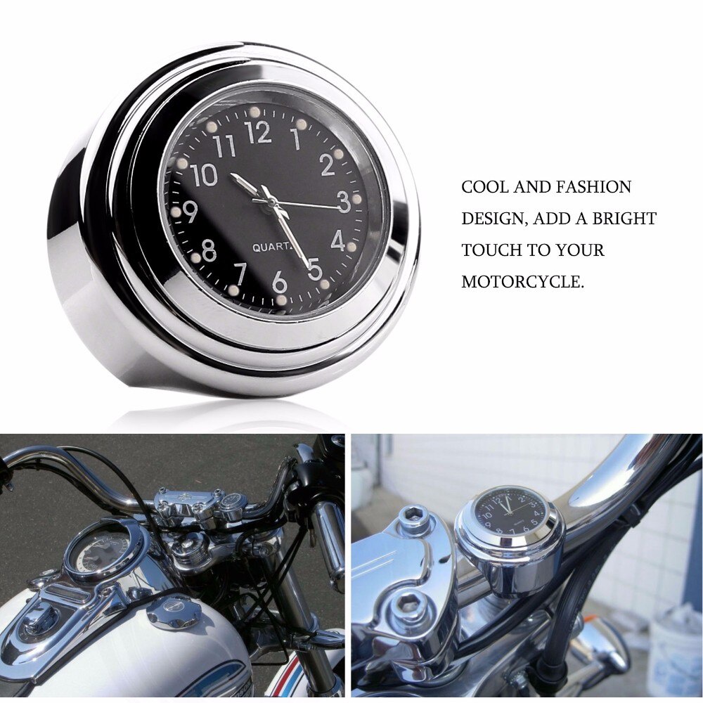 นาฬิกาข้อมือควอตซ์ 7/8 นิ้ว 1 นิ้ว โครเมี่ยม กันน้ํา สําหรับ Harley Davidson Honda Yamaha Suzuki Kawasaki 1 ชิ้น