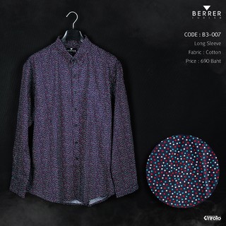 BERRER เสื้อผ้าผู้ชายอ้วน : เสื้อเชิ้ตแขนยาว ลายจุดสี