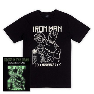 เสื้อยืดผู้ชายและผู้หญิงMarvel Mens Iron Man Glow In The Dark T-shirt - เสื้อยืดมาร์เวลผู้ชายลายไอรอนแมน เทคนิคเรืองแสง