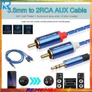 สายเคเบิ้ล Universal 3.5 มม. Male to 2 RCA Male AUX Audio สำหรับเครื่องขยายเสียงโทรศัพท์มือถือ