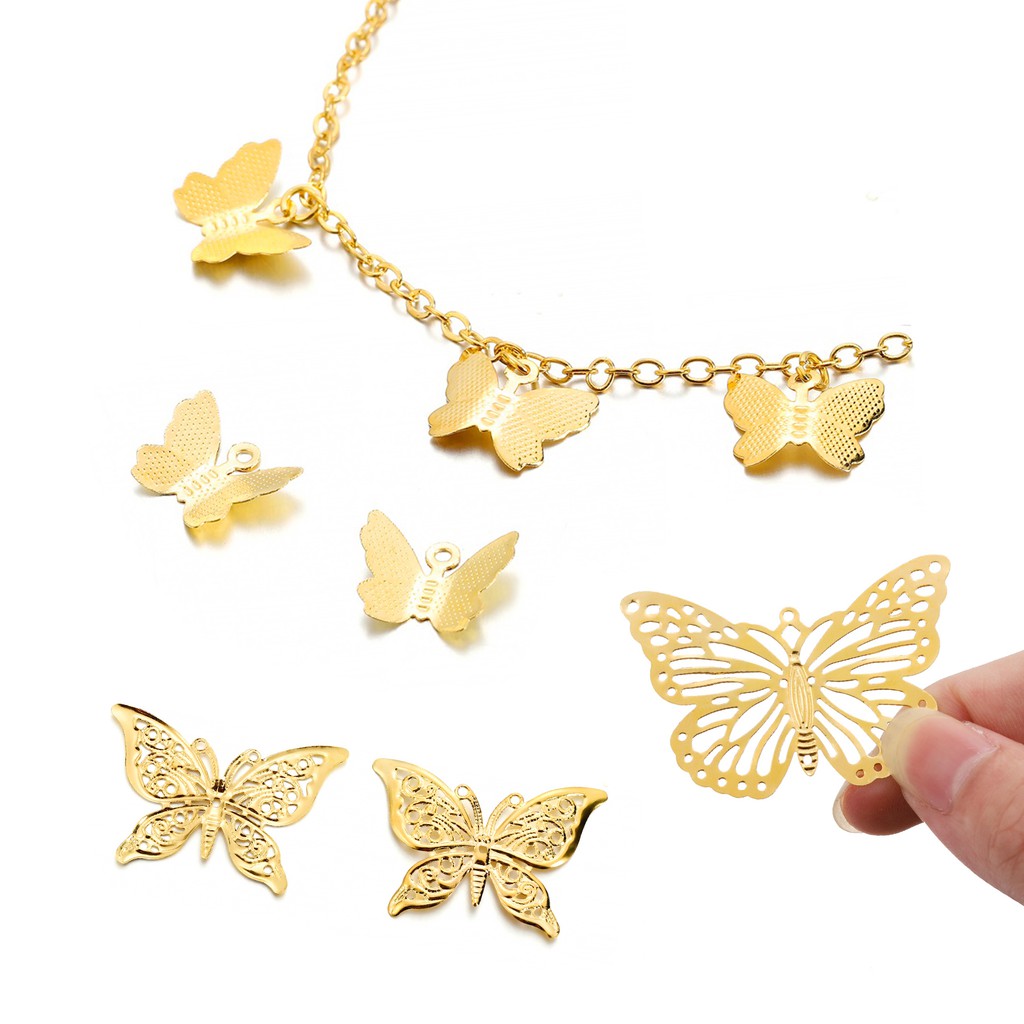 จี้แฟชั่นรูปผีเสื้อ 20-100pcs สําหรับเครื่องประดับแฟชั่น DIY yongforyou