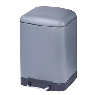 ถังขยะขาเหยียบเหลี่ยม สเตนเลส รุ่น 6L-93305-001 ขนาด 6 ลิตร สีเทา ถุงขยะ Square Pedal Trash Bin, Stainless Steel, Model