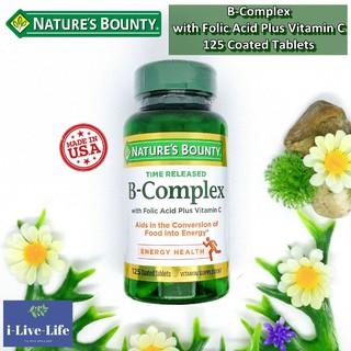 เนเจอร์ส เบาวน์ตี้ วิตามินบีรวม B-Complex Time Released 125 Coated Tablets - Natures Bounty