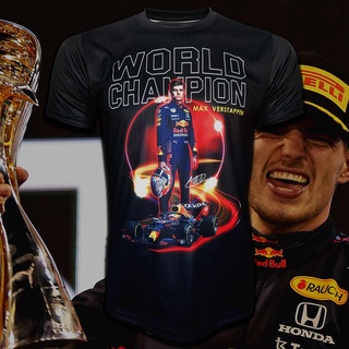 เสื้อยืด คอกลม T-shirt Formula One เสื้อฟอร์มูลาวัน สำหรับแฟนคลับ Red Bull Racing #FM0010 รุ่น Max Verstappen 1