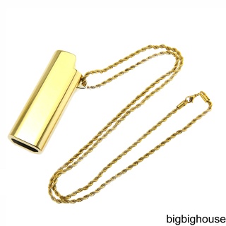 Silver Gold Alloy Lighter Case Hiphop Necklace Lighter Shell Pendant Metal Neck Chain Long Choker