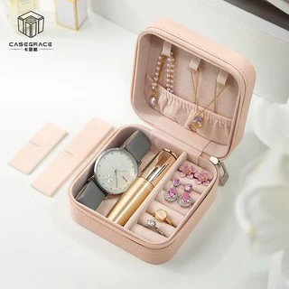 Casegrace กล่องเครื่องประดับ หนัง PU ผ้ากำมะหยี่ แบบพกพา ขนาดเล็ก สำหรับใส่ต่างหู สร้อยคอ