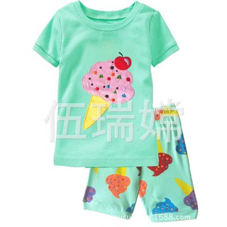 ชุดbabygapขาสั้น ผ้านิ่มใส่สบาย ลายไอศครีมเขียว
