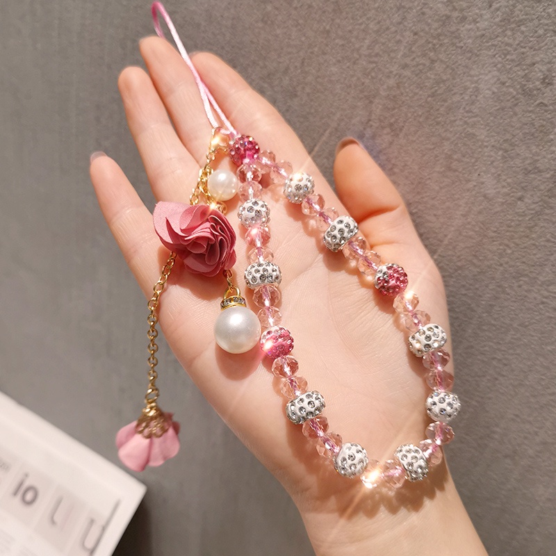 สายคล้องโทรศัพท์มือถือ ประดับจี้ดอกไม้ ป้องกันการสูญหาย