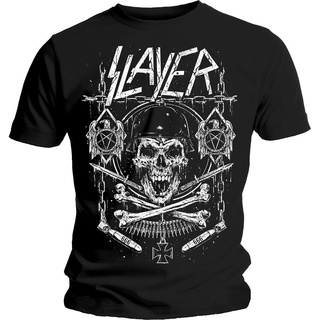 แขนสั้นcrew neckขายดี เสื้อยืดลําลอง แขนสั้น ลายกะโหลก Slayer สีดํา สําหรับผู้ชาย FEL- OImhha37PBjkgk70S-XXXXL