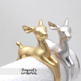 🇹🇭 พร้อมส่ง : 🦌 แหวนปรับขนาดได้ลายกวางสีเงิน/สีทอง | Sliver/Gold Deer Adjustable Ring.