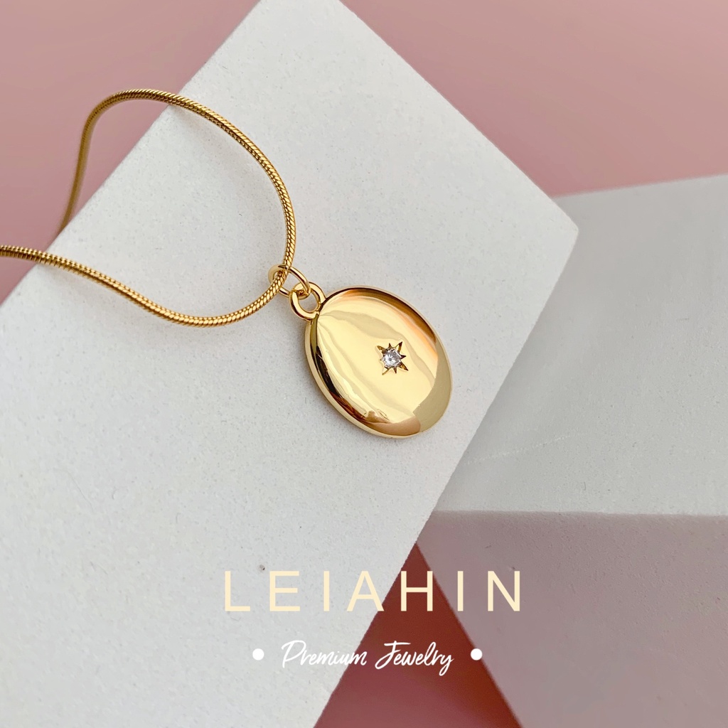 LEIAHIN สร้อยคอ สเตนเลส 18k สีทอง เรียบง่าย เครื่องประดับแฟชั่นเกาหลี - รูปที่ 2