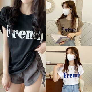 🚨FC พร้อมส่ง🚨เสื้อยืดแขนกุดทรงใหญ่ สกรีนลาย French แต่งผับแขนเท่ๆ