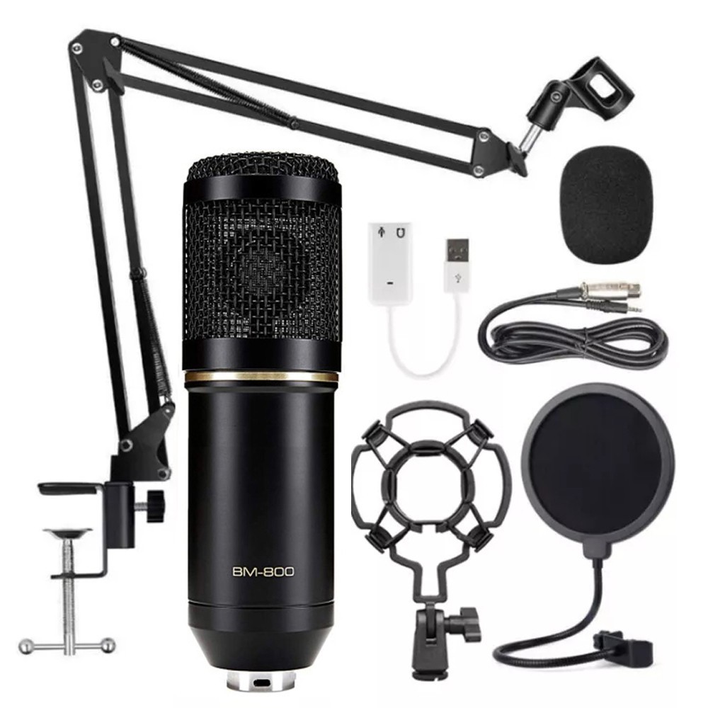 BM-800 Hanging Microphone Kit, Live Broadcast Recording Large Diaphragm Condenser Microphone Set BM-