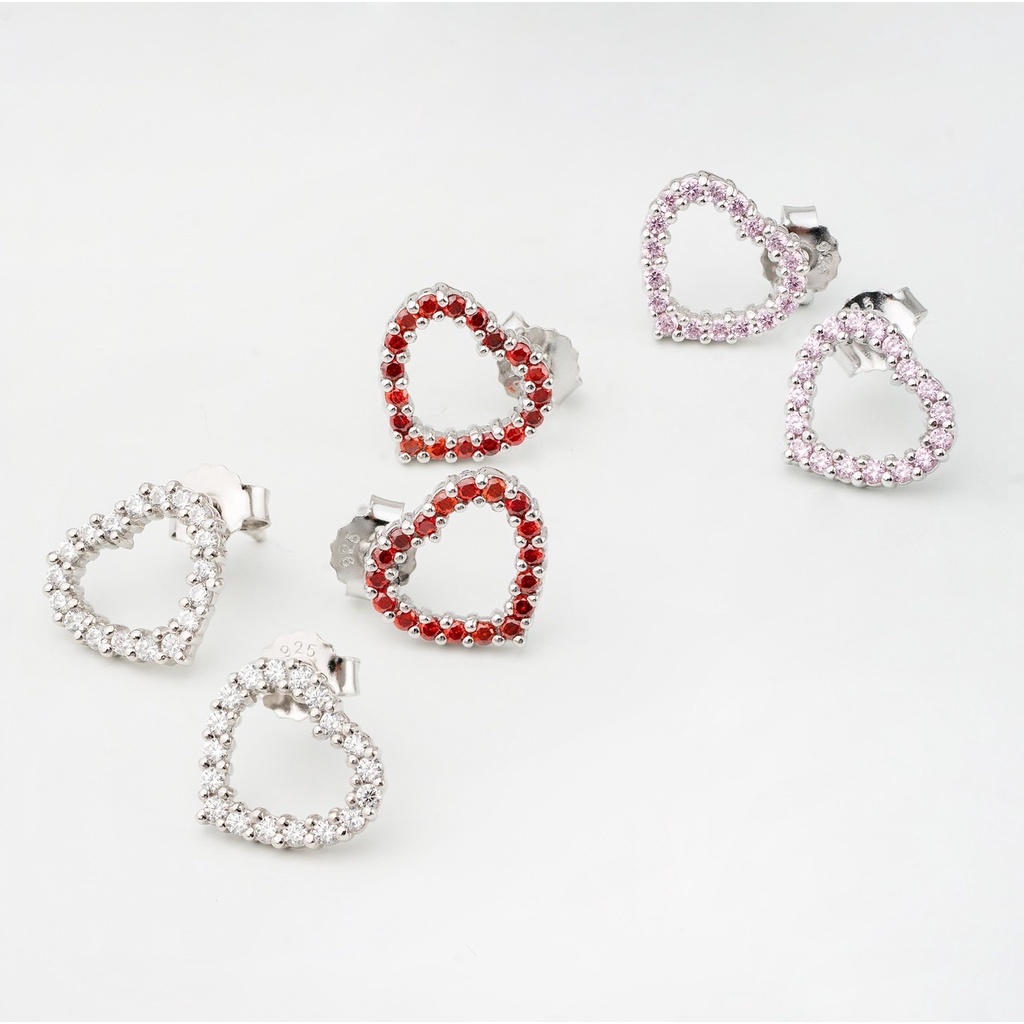 AR-Kang Collection* AKE1426 ต่างหู White Cz AAAAA, Garnet-Cz , Pink-Cz (เงินแท้92.5%)
