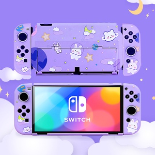 เคส TPU นิ่ม ป้องกัน ลายการ์ตูนกระต่ายหมีน่ารัก สําหรับ Nintendo Switch OLED NS Joy-Con