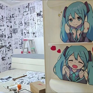 Cartoon Anime Hatsune Miku Wall Sticker Car Sticker Decorative Sticker Anime Waterproof Color Wallpaper