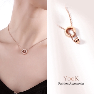 เครื่องประดับสร้อยคอแหวนสแตนเลสแฟชั่นสตรี Rose Gold