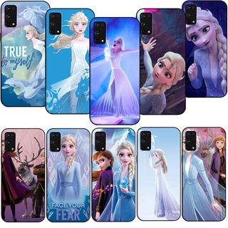 เคสโทรศัพท์ซิลิโคน TPU แบบนิ่ม ลาย SL17 Frozen Elsa Anna สีดํา สําหรับ Realme 8i C35 C25s C25 C21