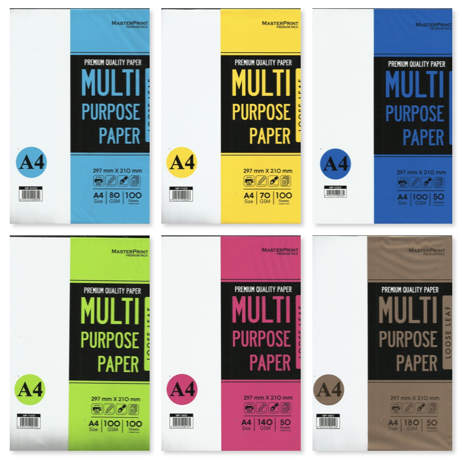 กระดาษอเนกประสงค์ Masterprint A4 70แกรม / 80แกรม / 100แกรม / 140180