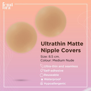 Femi.Bra ซิลิโคนแปะหน้าอก กันโป๊ Ultrathin Matte Nipple Covers ขนาด 8.5 cm