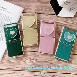 เคสโทรศัพท์ซิลิโคนแบบนิ่ม glitter be loved พร้อมขาตั้ง สําหรับ samsung galaxy z Flip 2020