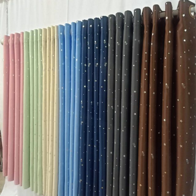 พร้อมส่ง ผ้าม่านกันแสง​ UV ตาไก่​ ลายดาวถูกมาก​ ตัดเย็บเรียบร้อย​ งานคุณภาพ