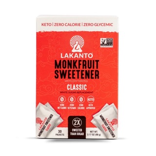 [🚚พร้อมส่ง] ►ถูกที่สุด◄ Monk fruit Sweetener น้ำตาลหล่อฮั่งก้วย แบบพกพา 30 Stick Packs Lakanto Keto Friendly