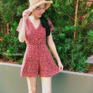 🔥 Mini rose jumpsuit 🔥 จั๊มสูทขาสั้น ลายดอก
