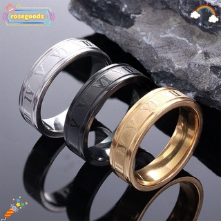 ROSE Jewelry Roman Numerals Ring Gifts Vintage Punk Rings Black/Silver/Gold Multicolor  Titanium Steel Fashion/Multicolor