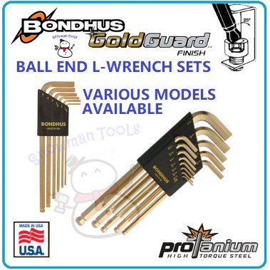 BALL END GOLD ALLEN KEY SET GOLDGUARD FINISH L WRENCH SET BONDHUS BRAND BALLPOINT HEX ALLEN KEY SET 