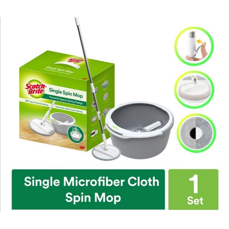 3M Scotch-Brite ไม้ถูพื้นไมโครไฟเบอร์เดี่ยว (ไม้ถูพื้นแบบถังเดี่ยว T6) - XA006515267