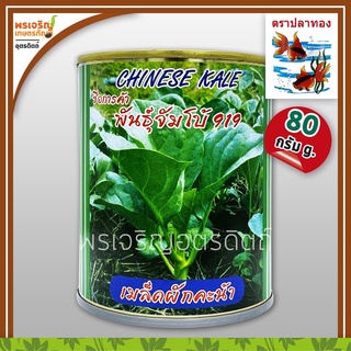 เมล็ดพันธุ์คะน้า คะน้ายอด คะน้าจัมโบ้ 919 (80 กรัม) เมล็ดคะน้ายอด เมล็ดคะน้าปลาทอง เมล็ดพันธุ์ผักสวนครัว ตราปลาทอง